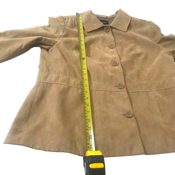 Lindor Women’s Tan Faux Suede Jacket/Button- Front Collared Blazer 14 - Picture 6 of 10